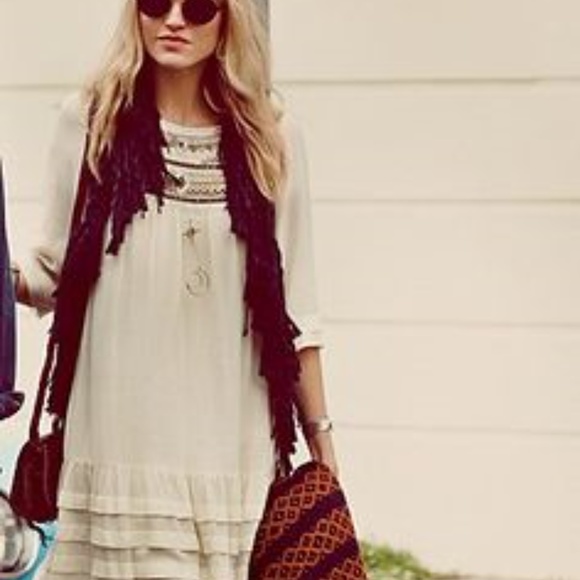 FREE PEOPLE Ribbons & Rows White Beaded Dress S - Picture 2 of 8